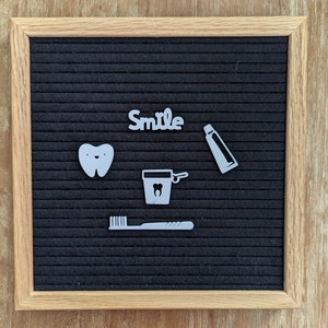 Dentist Letter Board Icon - Toothbrush, Toothpaste, Smile Floss, Tooth Fairy - Teeth Doctor Office Decor - Orthodontist Felt Board Accessory