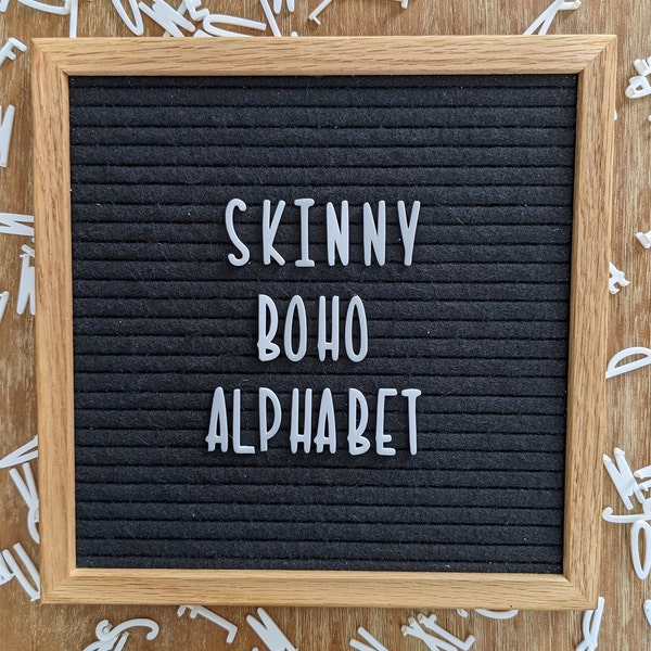Letter Board Letters Farmhouse Boho / 1 Inch Skinny Alphabet for Felt Boards / Capital Letter Font Set / Letter Board Accessories