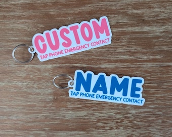 Personalized Name NFC Keychain - Custom Name Backpack Charm - Tap Phone Emergency Contact - Kids Bag & Luggage Tag - School Safety Accessory