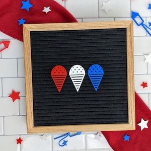 4th of July Ice Cream Cones Letter Board Icons - Red, White & Blue - Patriotic - Freedom - Independence Day - USA Treat Felt Board Accessory