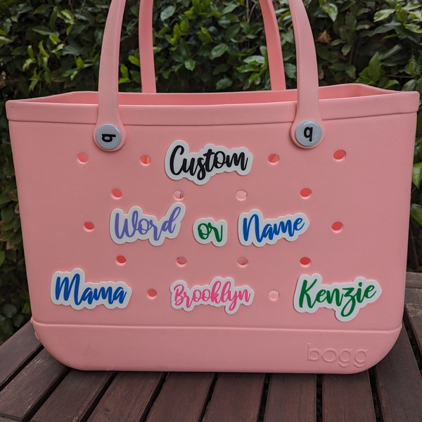 Bogg Bag Compatible Plastic Purse Charm - Custom Word or Name Bogg Bag Bits - Bogg Bag Bit Button - Personalized Name Bogg Bag Accessories