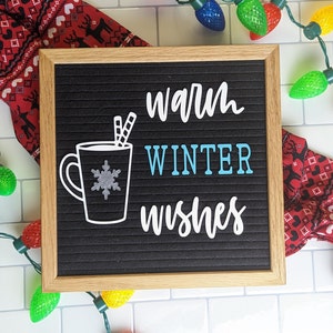 Warm Winter Wishes Letter Board Icons / Welcome Winter, Merry Christmas / Hot Cocoa, Snowflake, Coffee /  Hello Winter Felt Board Accessory