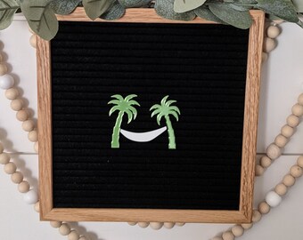 Icône en forme de tableau hamac palmier / Heure d'été / Vie insulaire / Océan / Mer / Plage / Accessoire relaxant pour tableau en feutre pour hamac