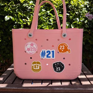 Custom Number Bogg Bag Purse Charm - Sports Bogg Bag Bits - Soccer Football, Hockey, Baseball, Softball - Personalized Game Day Purse Charm