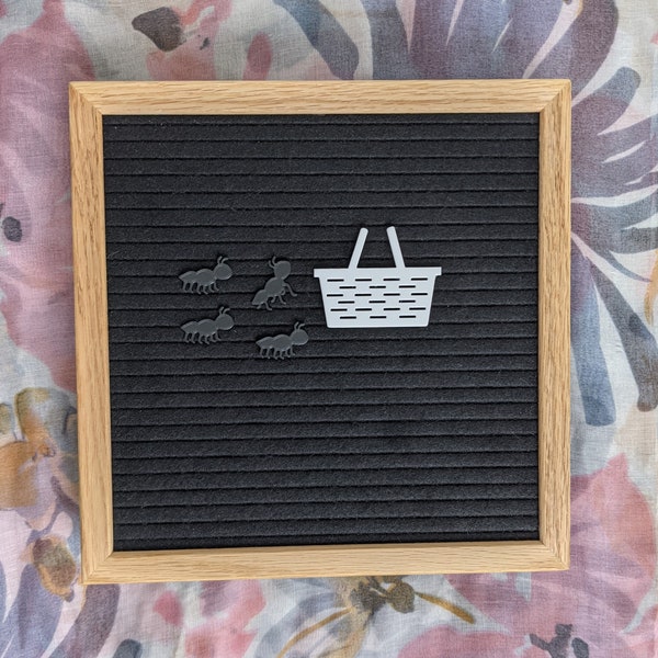 Picnic Basket and Ants Letter board Icons / Marching Ants /  Summertime Picnic / Picnic in the Park / Insect / Food Felt Board Accessory