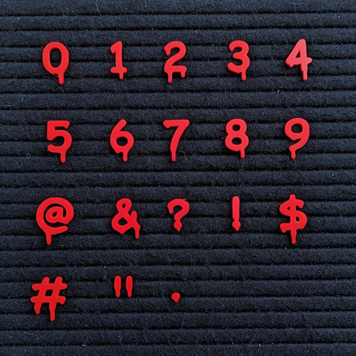 Letter Board Scary Drip Numbers and Symbols Set - Dripping Numbers Felt ...