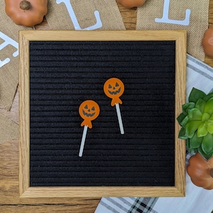 Jack-o-Lantern Lollipops Letter Board Icons - Happy Halloween Candy - Sweet Trick-or-Treat Decor - Pumpkin Gourd Sucker Felt Board Accesorio