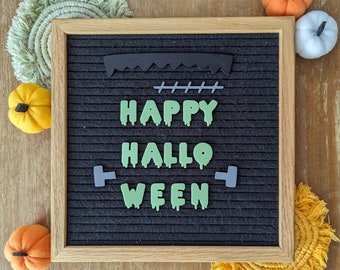 Happy Halloween effrayant goutte à goutte disant lettre conseil icônes - boulons de cicatrice de monstre - maison hantée de la saison fantasmagorique - accessoire de panneau en feutre de fête de vacances