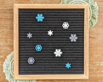 Snowflake Letter Board Icons - Winter Snowfall - Merry Christmas - Falling Snow Stars - Ice Skating Day - Happy Holiday Felt Board Accessory