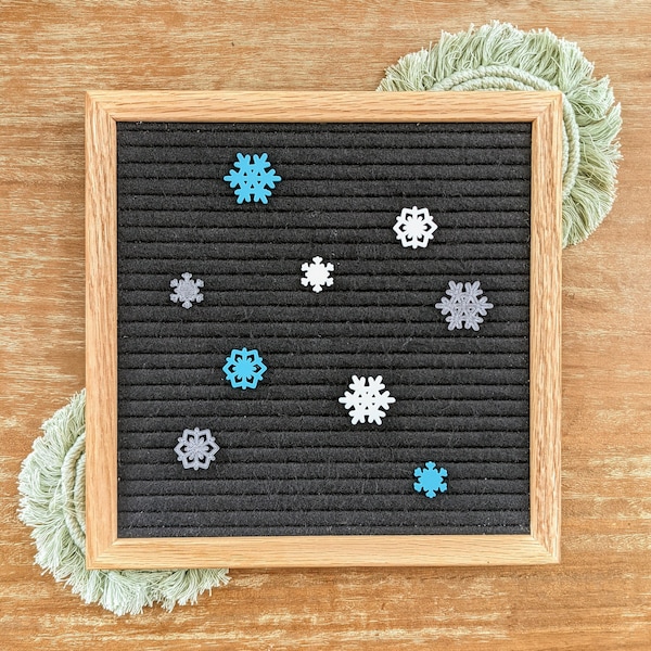 Snowflake Letter Board Icons - Winter Snowfall - Merry Christmas - Falling Snow Stars - Ice Skating Day - Happy Holiday Felt Board Accessory