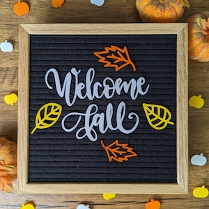 Welcome Fall Sign Letter Board Icons - Falling Leaves - Autumn - Hello Fall - Harvest Bounty - September - Thanksgiving Felt Board Accessory