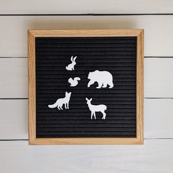 Forest Animals Letter Board Icons - Bear, Bunny, Deer, Fox, Squirrel - Kids Birthday Party Felt Board Accessory - Woodland Wild Animal Zoo