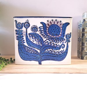 Royal Copenhagen Aluminia pottery vase, Scandinavian Danish ceramic, Berte Jessen, Tenera, mid century vintage, abstract flowers, 7", gift
