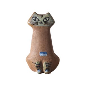 Lisa Larson Pottery Cat Figurine, Gustavsberg Lilla Zoo, Vintage Mid-Century Modern, Swedish Scandinavian, 12cm