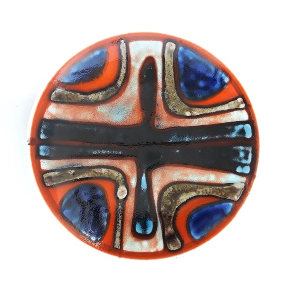 Vintage Poole Pottery plate, 1960s Delphis range, signed Carole Holden, mid century modern, abstract ceramic dish, no 3, 8 inches diameter