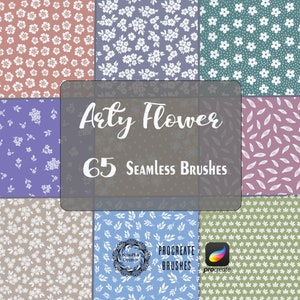 Arty Flower Procreate Brushes, Seamless Flower Brushsets Pack, Flora Ornament Procreate Brush Pack