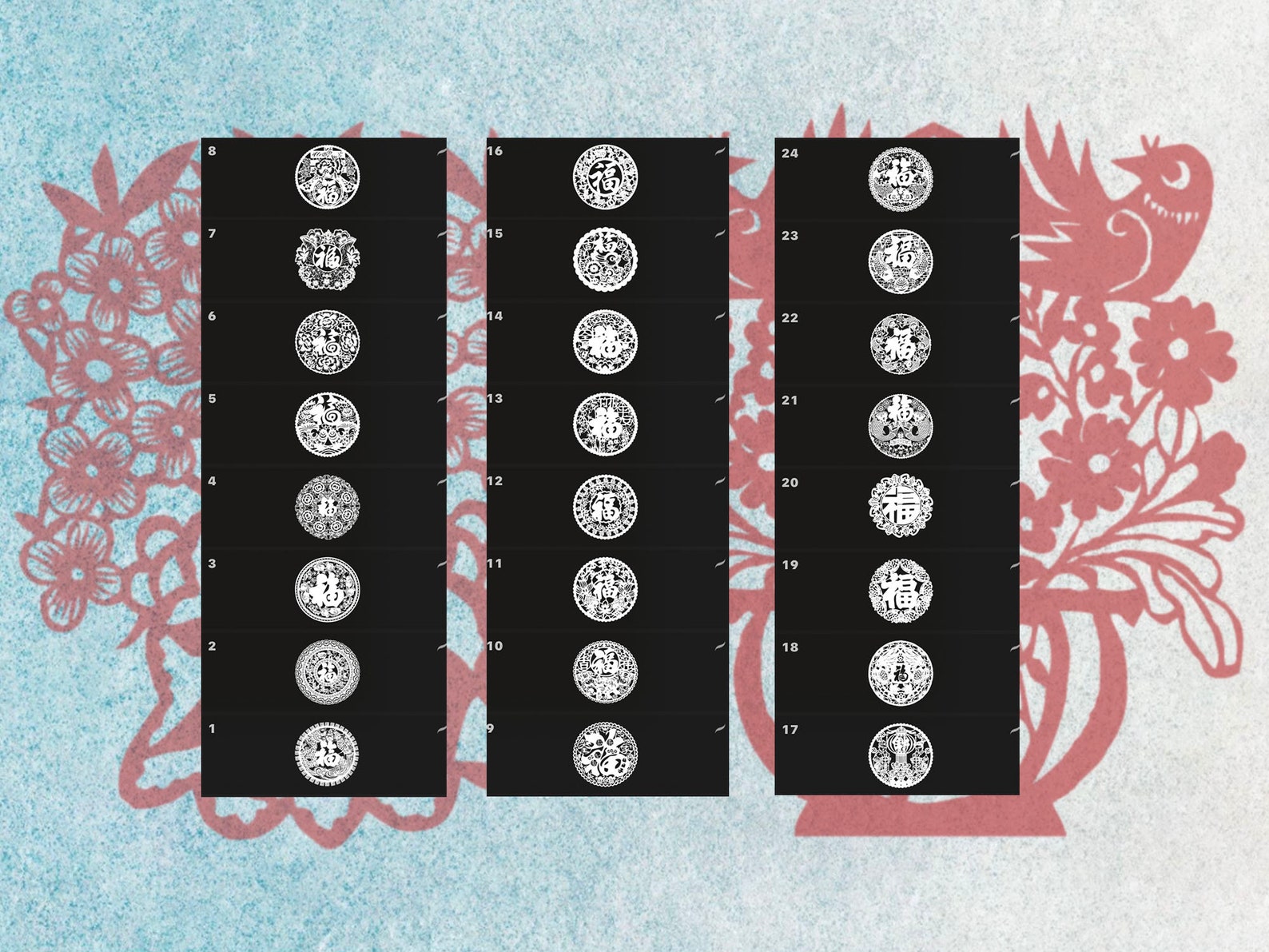 Papercut Procreate Stamps, Fu Happiness Stamps,chinese Characters ...