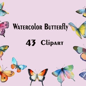 Watercolor Butterfly Clipart, Instant Download Clipart, Clip Art, 300 dpi PNG Instant Download