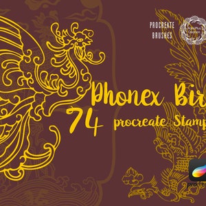 Phonex Bird Procreate Brushes Stamps,Asian Birds Procreate Brushsets,,Tattoo Procreate,Abstract Brushes Stamps,Procreate Brush Pack