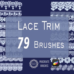 Lace Trim Procreate Brushes, Lace Border Brushes Set, Clothes Texture Lace Brushset, Procreate Brush Pack