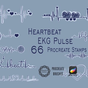 Heartbeat Procreate Stempels, Heart Beat EKG Pulse Brushsets Pack, Valentine Deco Procreate Brush Pack
