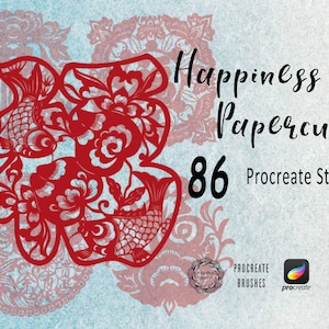 Papercut Procreate Stempels, Fu Happiness Stempels, Chinese Karakters Stempels, Procreate Stempels Borstels, Chinese Letters Brushsets Pack