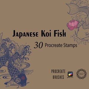 Japanese Koi Fish Procreate Stamps,Koi Carp Stamps Procreate, Fish Linework Procreate Brushset,Procreate Brush Pack, Digital Download