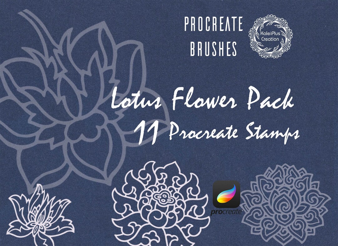 Lotus Flower Procreate Brushes Stamps,tatto Procreate Stamps,procreate ...