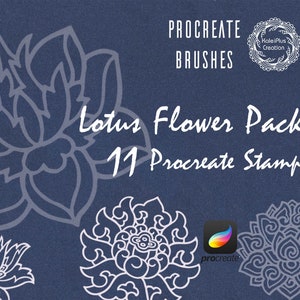 Lotus Flower Procreate Borstels Stempels, Tatto Procreate Stempels, Procreate Stamp Brush, Budda Flora Procreate Borstels