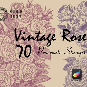 Vintage Rose Procreate Brushes Stamps,Vintage Floral Brushes, Botanical Procreate Brushsets,Procreate Brush Stamps,Procreate Brush Pack