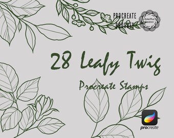 Leafy Twig Procreate Brushes Stamps,Branch Brushes,Twig linework Procreate Brushsets,Procreate Brush Stamps,Procreate Brush Pack