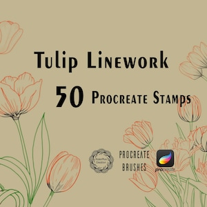 Tulpen Pinsel Stempel, Tulpen Linework Pinsel set, Ornament Linework Procreate Brushsets, Floral Tattoo Procreate Brush Pack