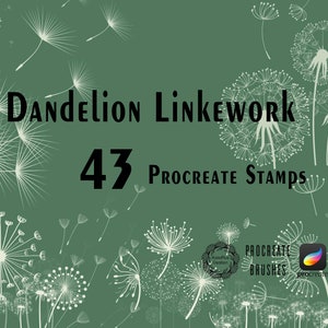 Dandelion Procreate Stamps, Dandelions Linework Brushsets Pack, Floral Tattoo Procreate Brushsets, Procreate Brush Pack