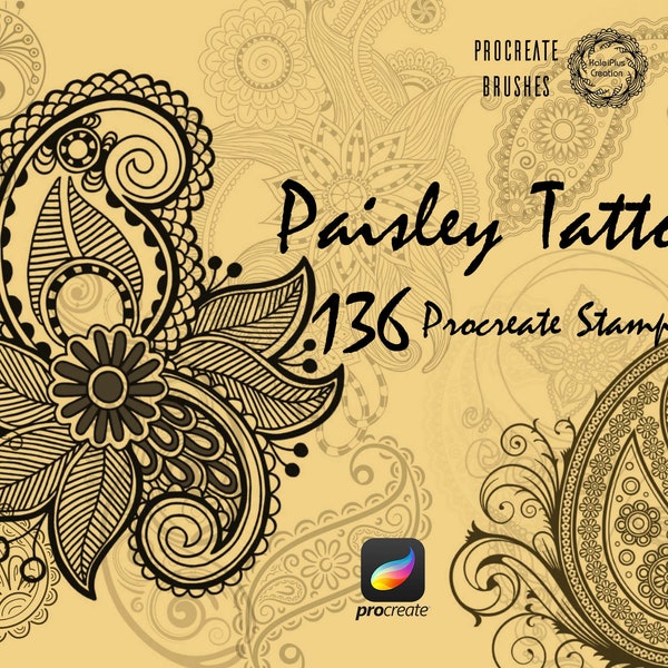 Paisley Tattoo Procreate Stamps,Vintage Ornament Procreate Brushsets, Henna Tattoo Procreate Brushes,Procreate Brush Pack