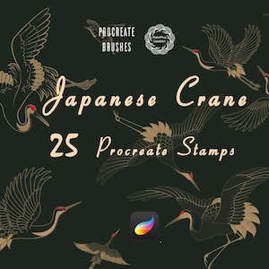 Japanese Crane Procreate Stamps,Crane Stamps Procreate,Procreate Brushset,Procreate Brush Pack