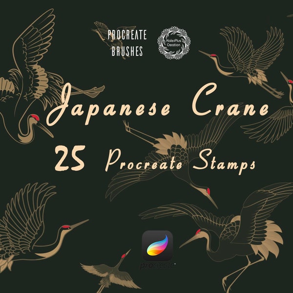 Japanese Crane Procreate Stamps,Crane Stamps Procreate,Procreate Brushset,Procreate Brush Pack