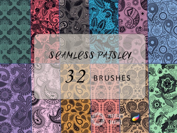 Seamless Paisley Procreate Brushes, Paisley Brushes, Vintage Ornament Brushes for Procreate, Procreate Brushsets Pack, iPad Brushes