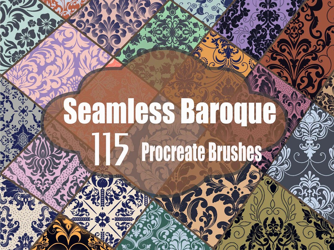Seamless Baroque Ornament Linework Procreate Brushes, Vintage Europe ...