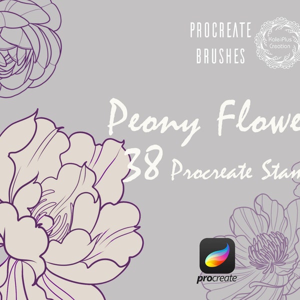 Floral Linework Procreate Brushes,Peony Flower Procreate Stamps,Tattoo Brushsets,Procreate Brush Pack