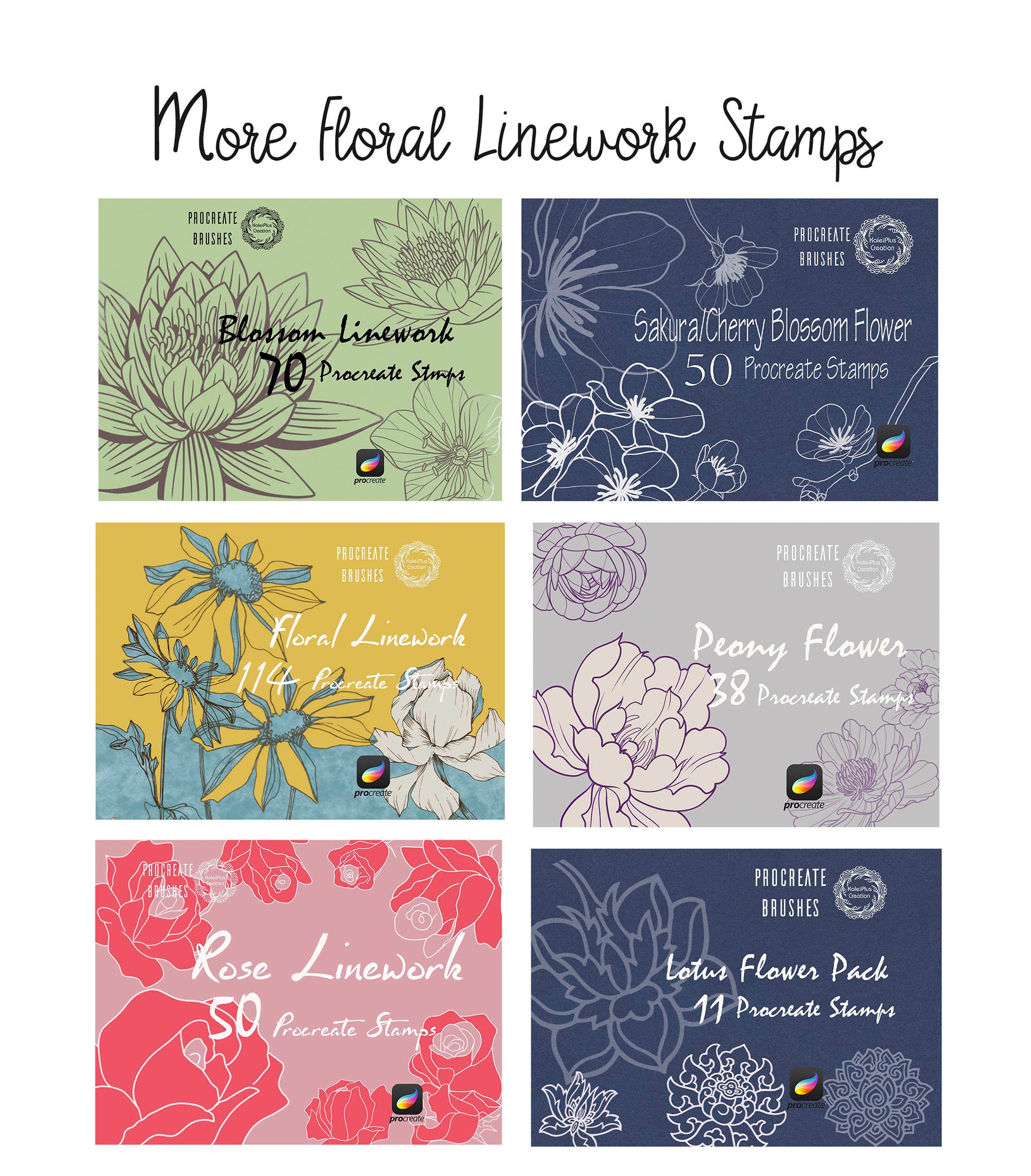 Lotus Flower Procreate Brushes Stamps,tatto Procreate Stamps,procreate ...