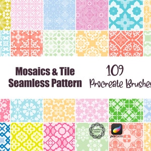 Mosaics Seamless Pattern Procreate Brushes, Tile Brushsets Pack,  Procreate Brush Pack