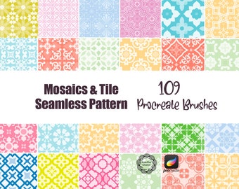 Mosaics Seamless Pattern Procreate Brushes, Tile Brushsets Pack,  Procreate Brush Pack