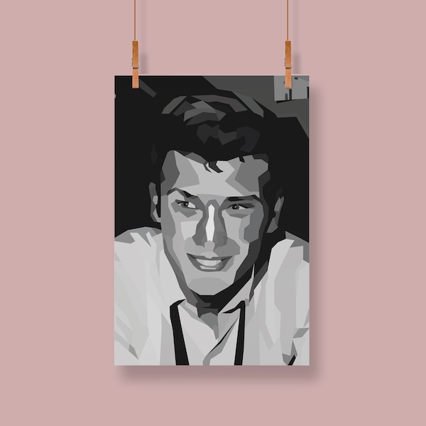 Affiche Johnny Hallyday, Affiche Flat Design Johnny Hallyday