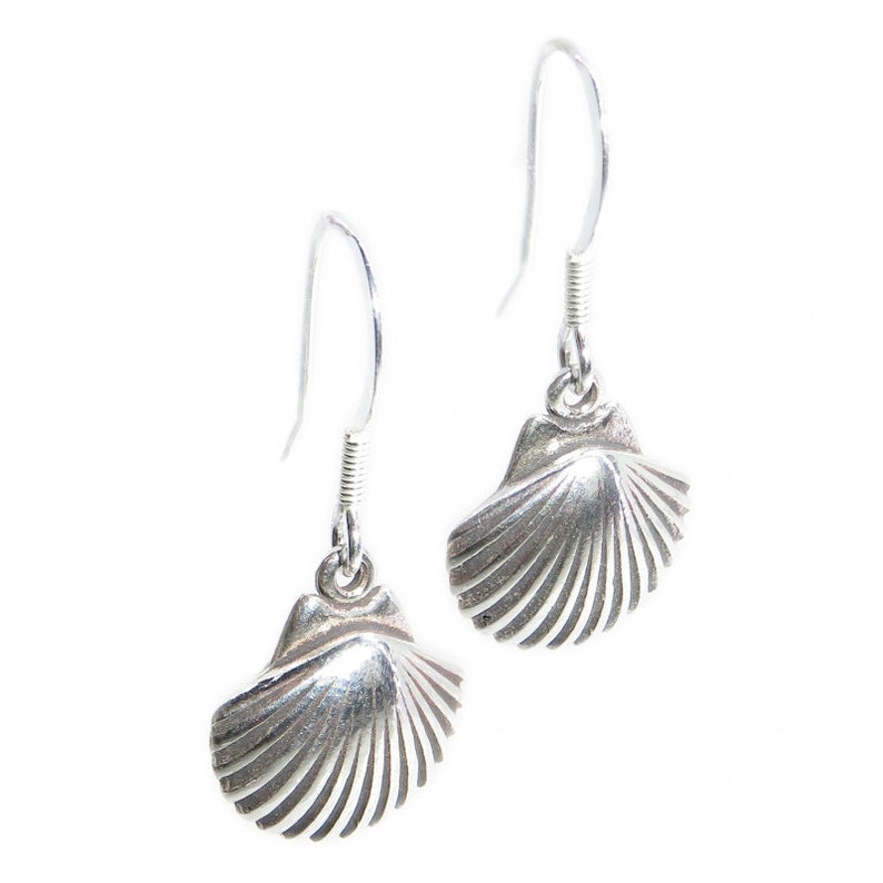 Sterling Silver Sea Shell Scallop Design Drop Earrings by Touch Jewellery925
