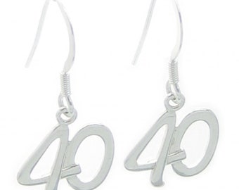 40th Birthday sterling silver drop earrings .925 x 1 pair drops