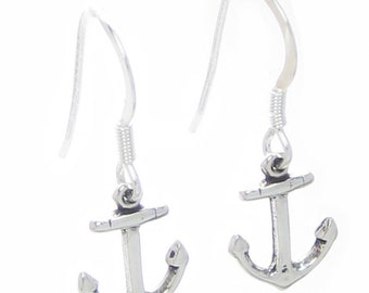 Anchor sterling silver drop earrings .925 x 1 pair anchors drops