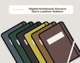 Dark Leather Digital Notebook Covers: iPad Planner, GoodNotes (Digital Download)