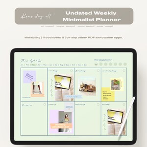 Undated Digital Planner Weekly Minimal (Monday-Sunday) - Digital Weekly Planner for Goodnotes & More |iPad Android Digital Planner Landscape