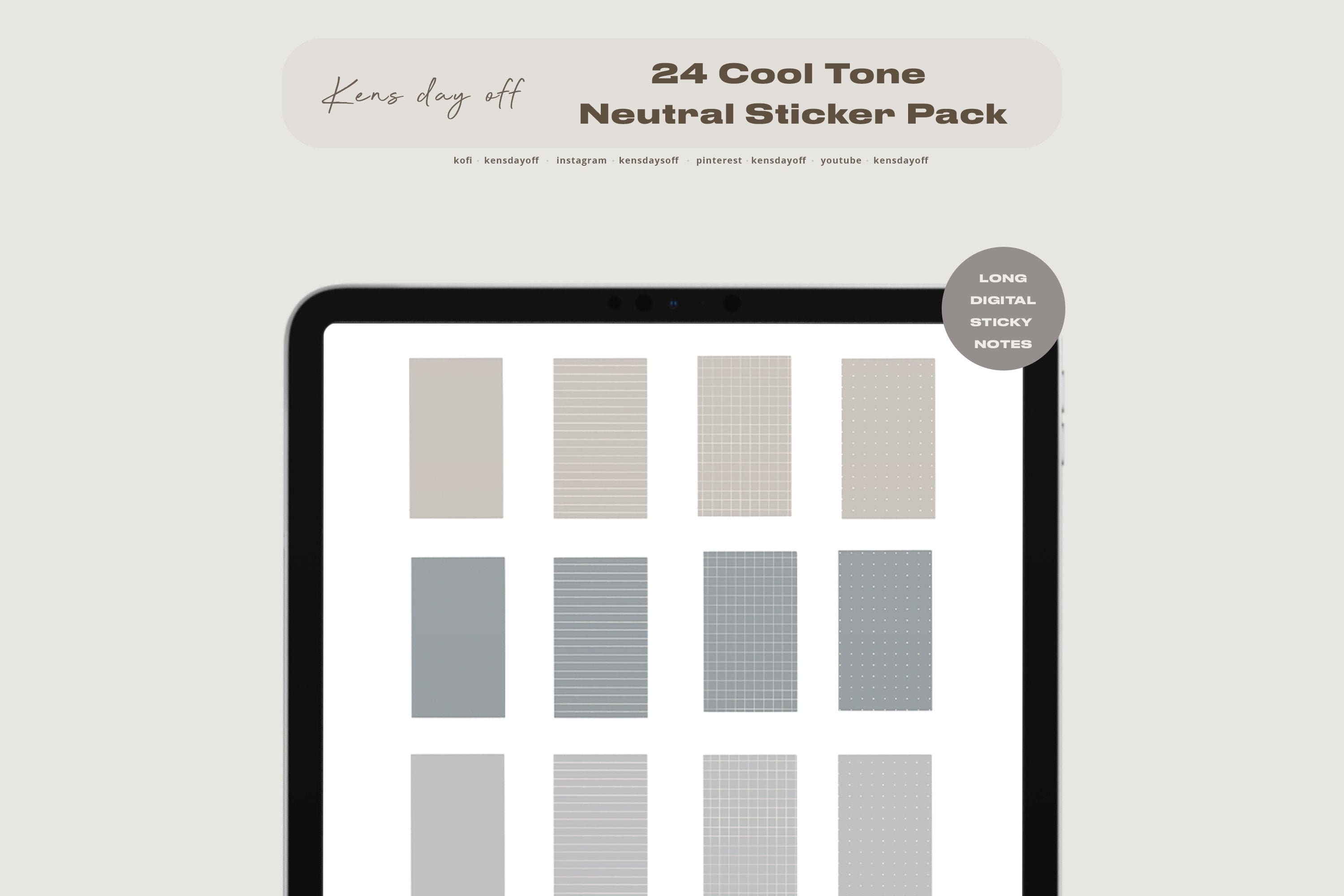 Cool Neutral Digital Long Sticky Notes Hand Drawn Tablet Etsy Canada