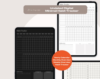 Portrait Planner Undated Habit Tracker Digital Planner Minimal Goal Tracker Habit Log Daily Habits Digital Pages For Goodnotes,Notability